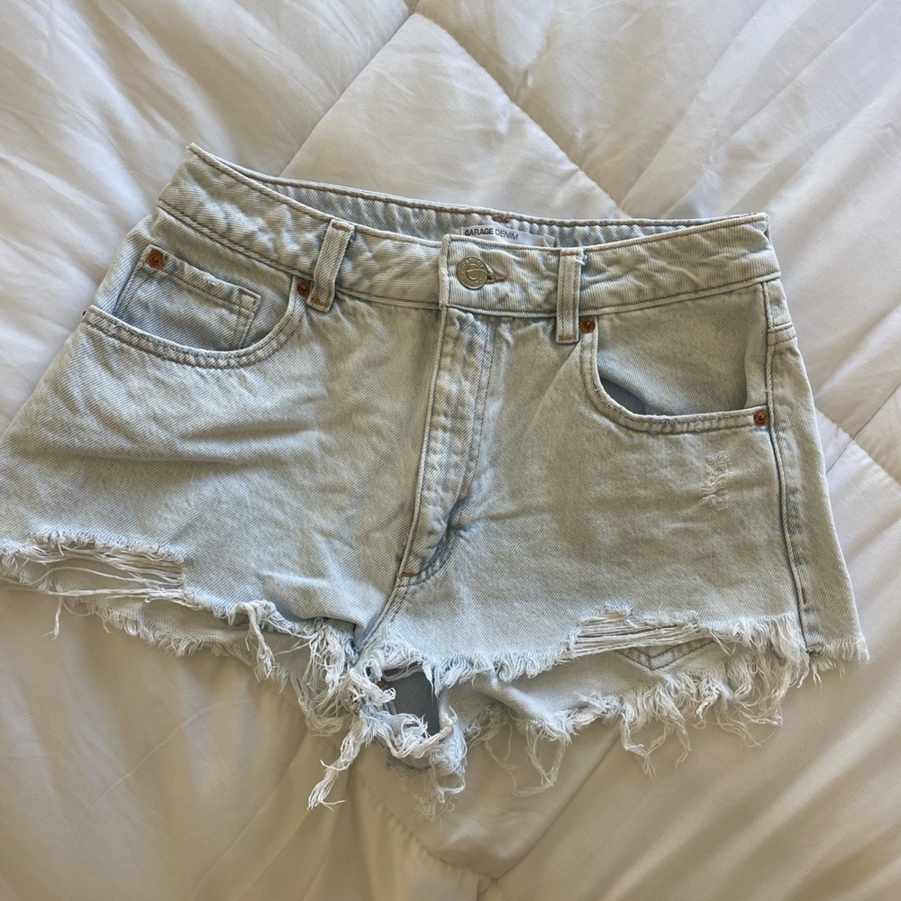 Light Blue Distressed Denim Shorts